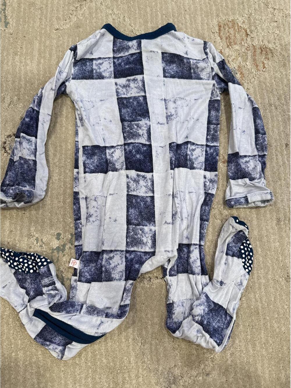 Posh Peanut Bamboo Footed Zip Sleeper Checkered Print 12-18 Months